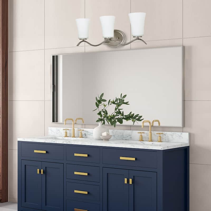 3 Lt Mount Bathroom light with white glass and gold finish