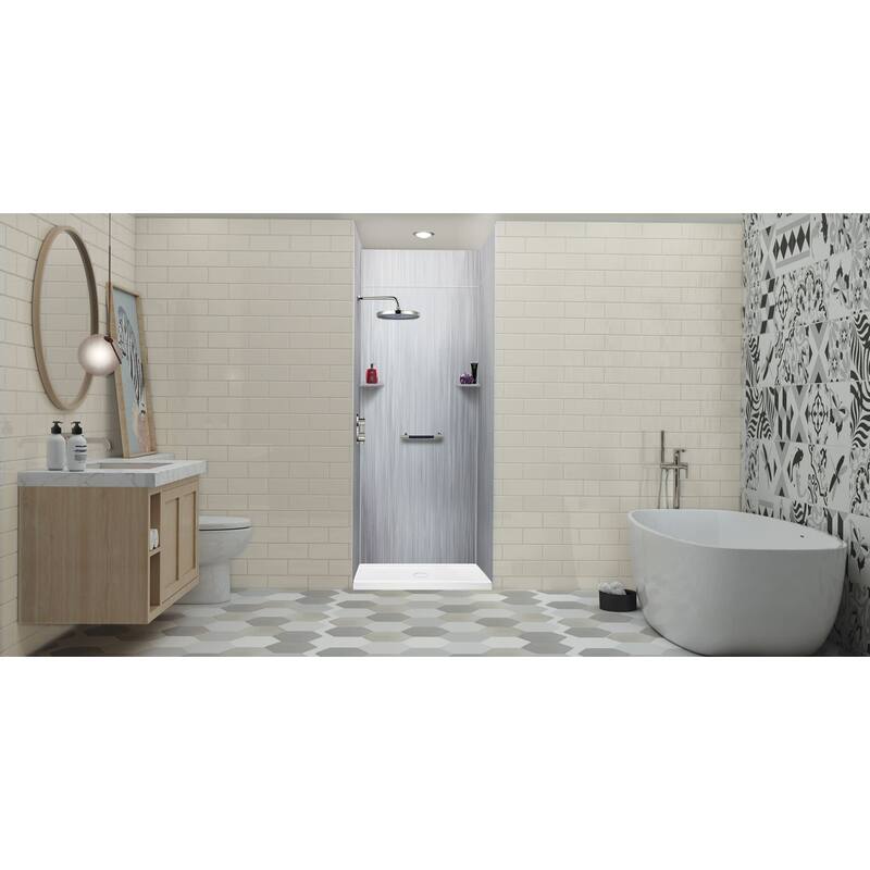 Transolid LWKX36368412 Lusso 96" H x 36" W x 36" D Three Wall Alcove - Glacier Grey