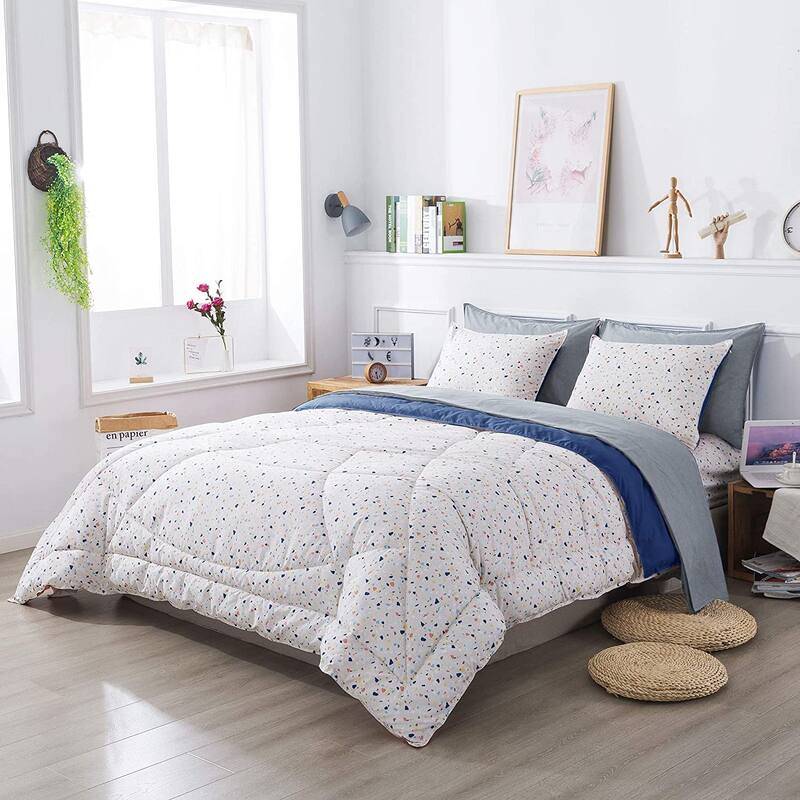 KASENTEX 5 or 7 Piece Bed in A Bag Microfiber Down Alternative Comforter Bedding Set with Sheets and Pillow Cases All Season
