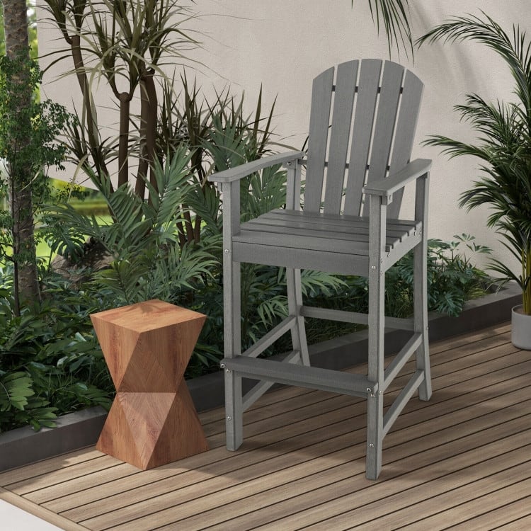 30 Inches Counter Height Outdoor HDPE Bar Stool with Armrests and Footrest - 27" x 23" x 52"