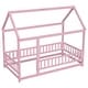 preview thumbnail 22 of 66, Wooden Floor Bed with House Roof & Guardrails
