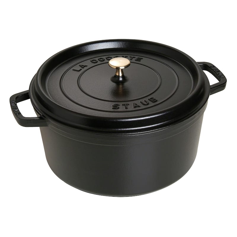 STAUB Cast Iron 9-qt Round Cocotte - Matte Black