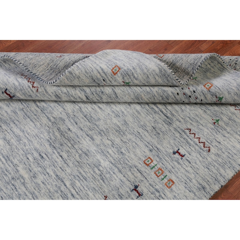 Hand Knotted Oriental 100% Wool Carpet Tribal Animal Pictorial Beige & Ivories Gabbeh Area Rug - 6' 9'' X 5' 2''