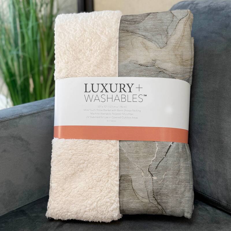Premium Machine Washable Abstract Contemporary Sherpa Throw Blanket