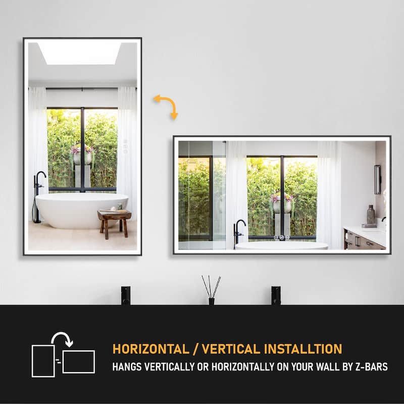 Wall Mounted Bathroom Heavy Duty Framed LED Mirror With bright light And And Memory Function