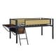 preview thumbnail 9 of 12, Twin Size Metal Loft Bed with LED Lights, Storage Shelves and Ladder