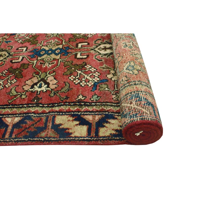 Fine Vintage Distressed Bousseh Rust/Navy Runner - 3'2" x 9'1"
