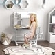 preview thumbnail 1 of 16, Qaba Kids Desk and Chair Set, Height Adjustable Kids School Study Desk and Chair Set with Tilt Desktop, Storage Drawer grey