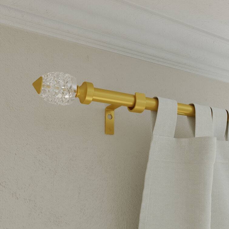 Acroma Adjustable Single Gold Curtain Rod for Windows & Doors. - 120 to 170 inches.