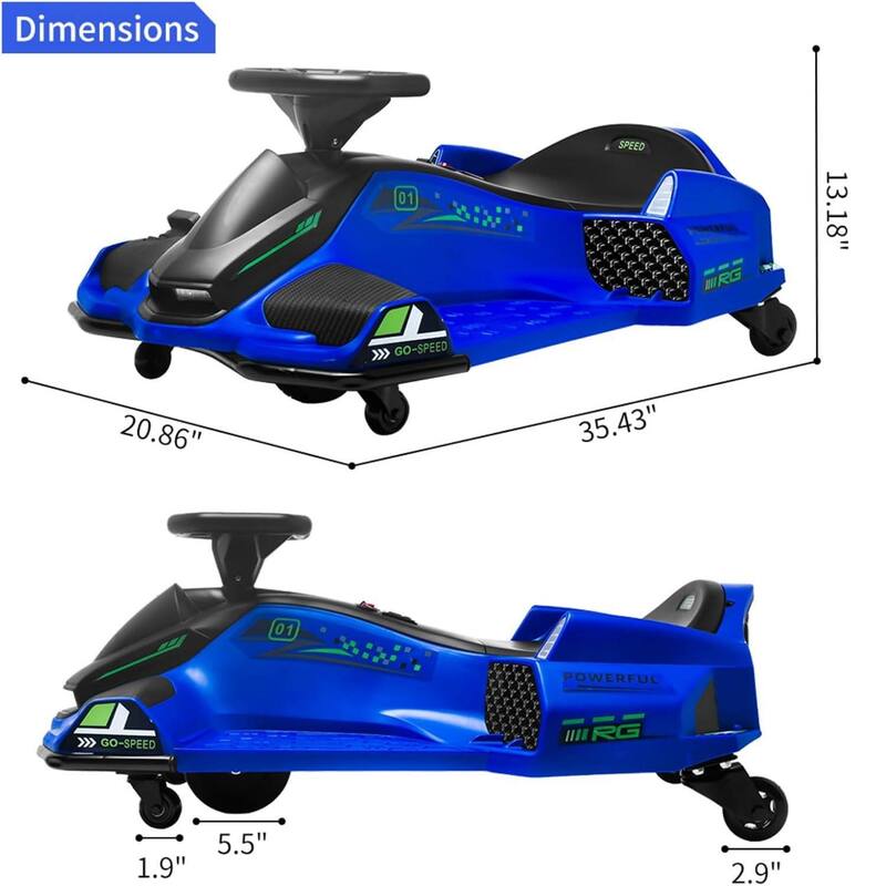 24V Kids Drift Go Kart, Electric Drifting Car with 180w Brushless Motor for Kids Best Gift