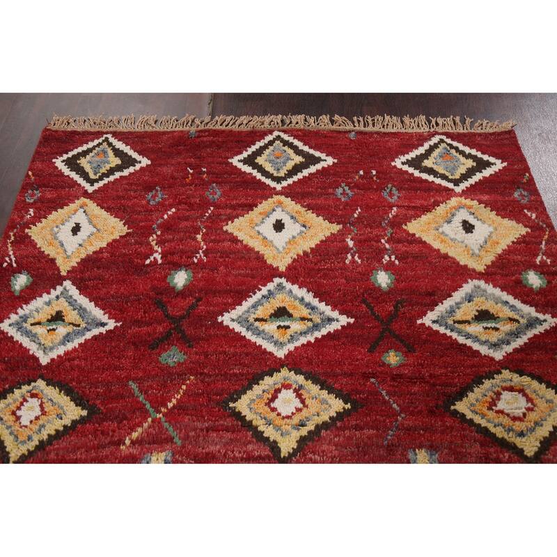 Tribal Moroccan Oriental Wool Area Rug Hand-knotted Home Decor Carpet - 5'8" x 9'8"