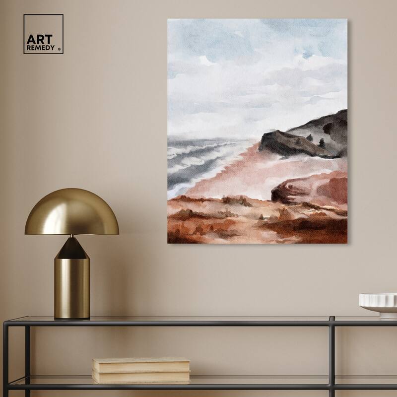 Art Remedy Close To The Harbour Gallery Wrapped Landscape 1 Piece Canvas Wall Art Watercolor Style