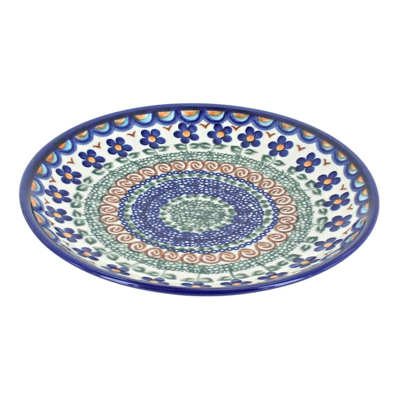 Blue Rose Polish Pottery Vena Dessert Plate - Aztec Flower