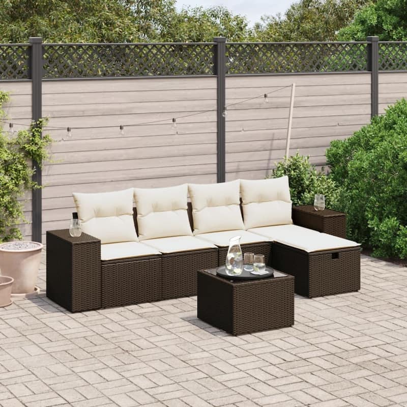vidaXL Garden Sofa Set Beige/Black/Brown/Grey