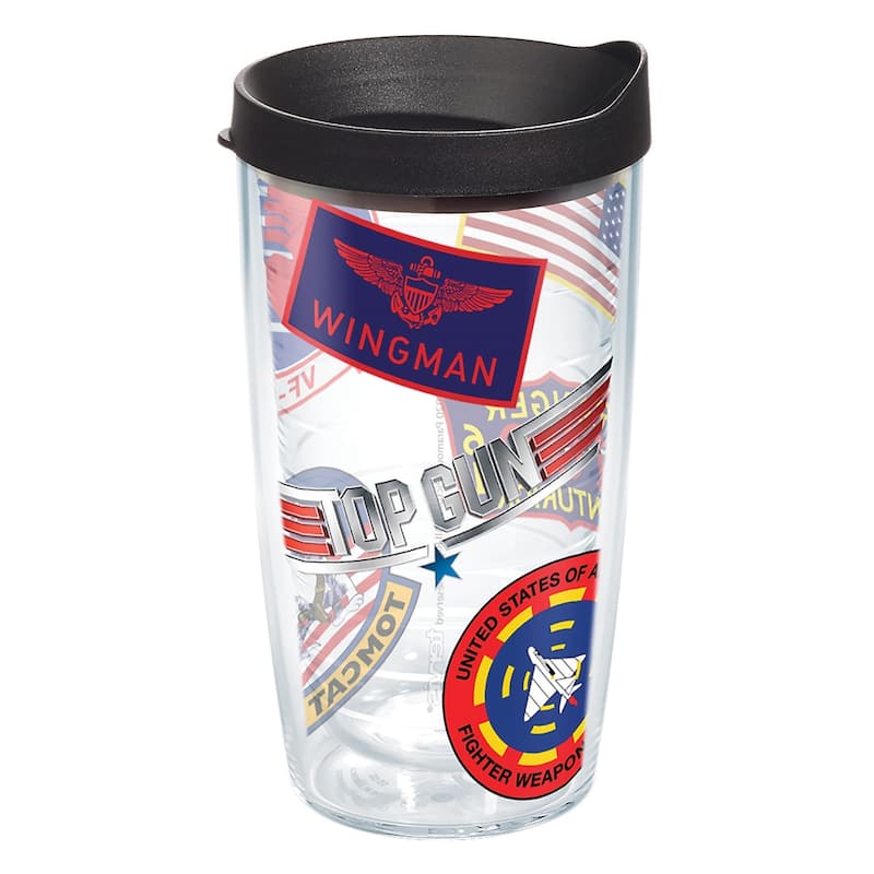 Tervis Top Gun Maverick Patch Collage Made in USA Double Walled Insulated Travel Tumbler, Classic - 16oz