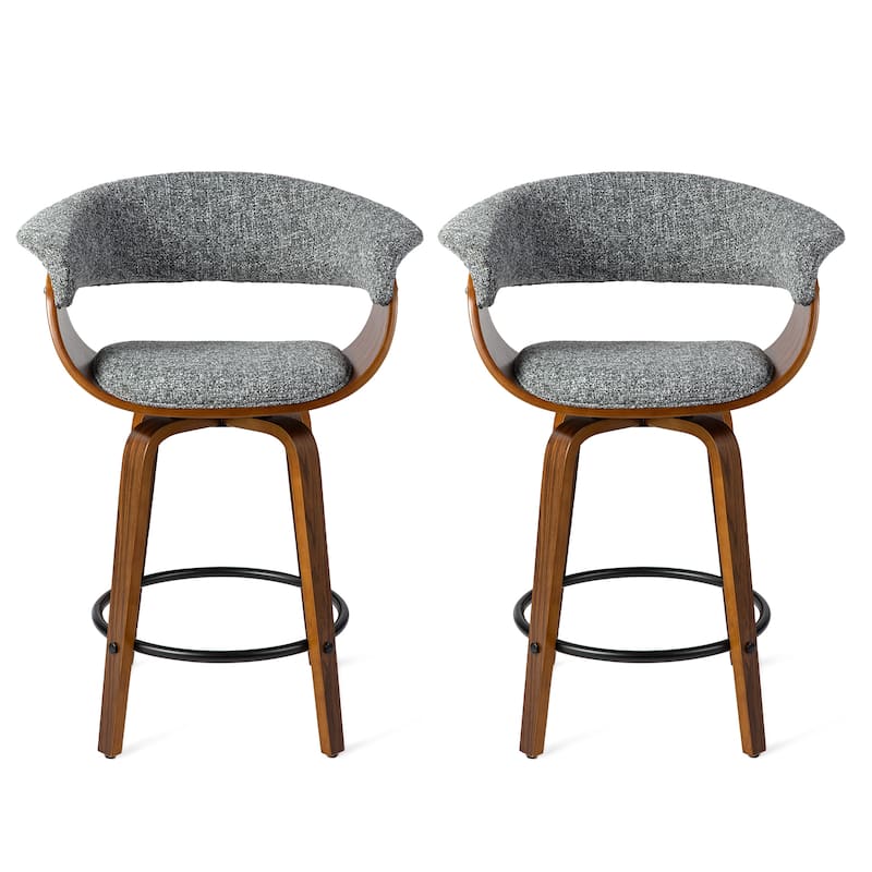 Glitzhome Set of 2 or 4 Modern Counter & Bar Height Wooden Swivel Bar Stools