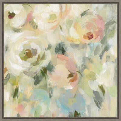 Expressive Pale Floral Square by Silvia Vassileva Framed Canvas Art