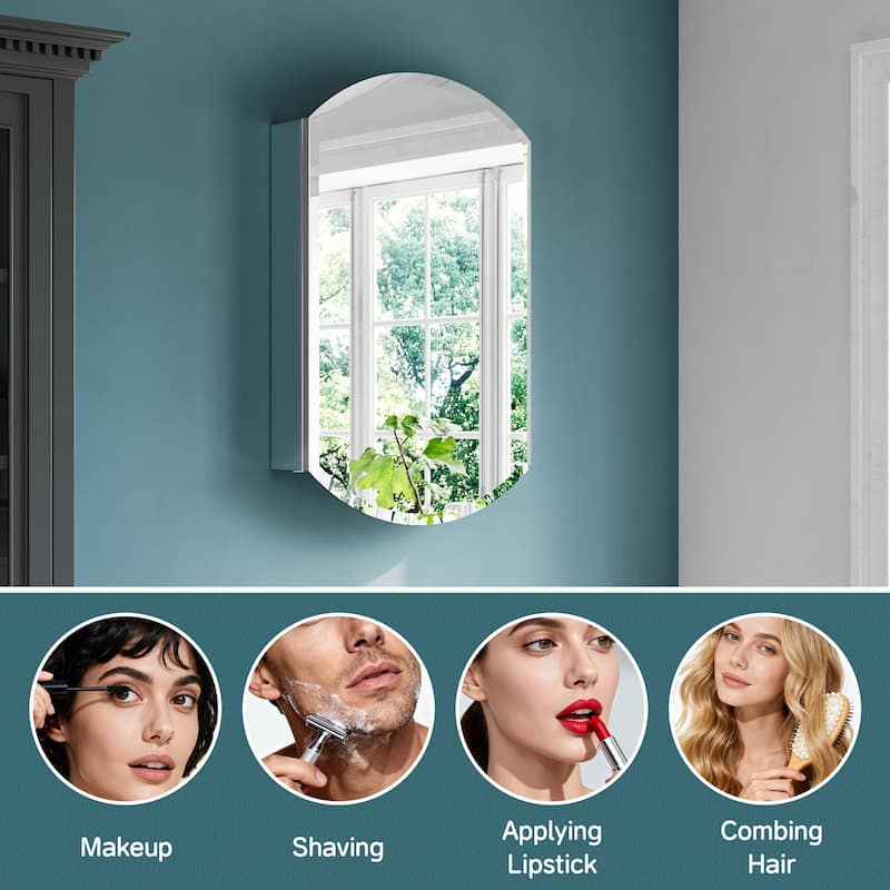 20x32" Tri-View Mirrored Medicine Cabinet, Soft-Close Blum Hinges, Reversible Door, Recess/Surface Mount, Aluminum Body