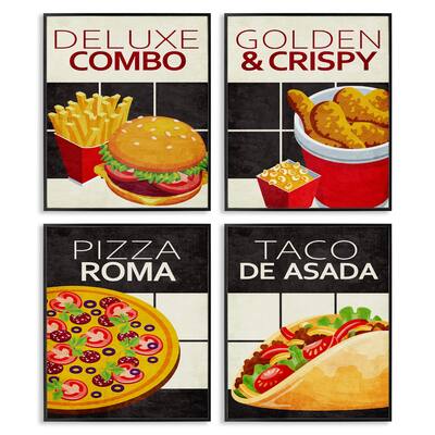 Stupell Fast Food American Cuisine Framed Giclee Art Design By Kim Allen (Set of 4)