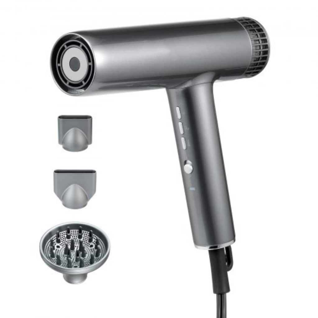 Dark Gray 1875W Ionic Hair Dryer with Diffuser & 3-Speed Settings - 8.3 x 2.0 x 8.7 in