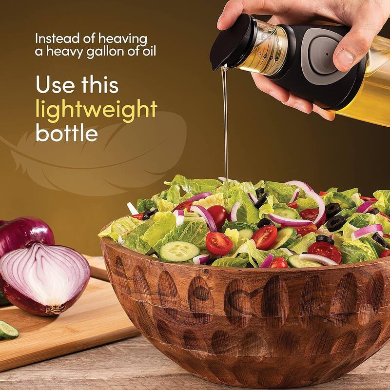 Oil Dispenser for Kitchen - Oil and Vinegar Dispenser Set - 17 oz and 8.5 oz Glass Bottles with Precision Pouring Measurements