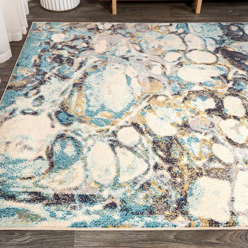 JONATHAN Y Linear Marbled Abstract Area Rug