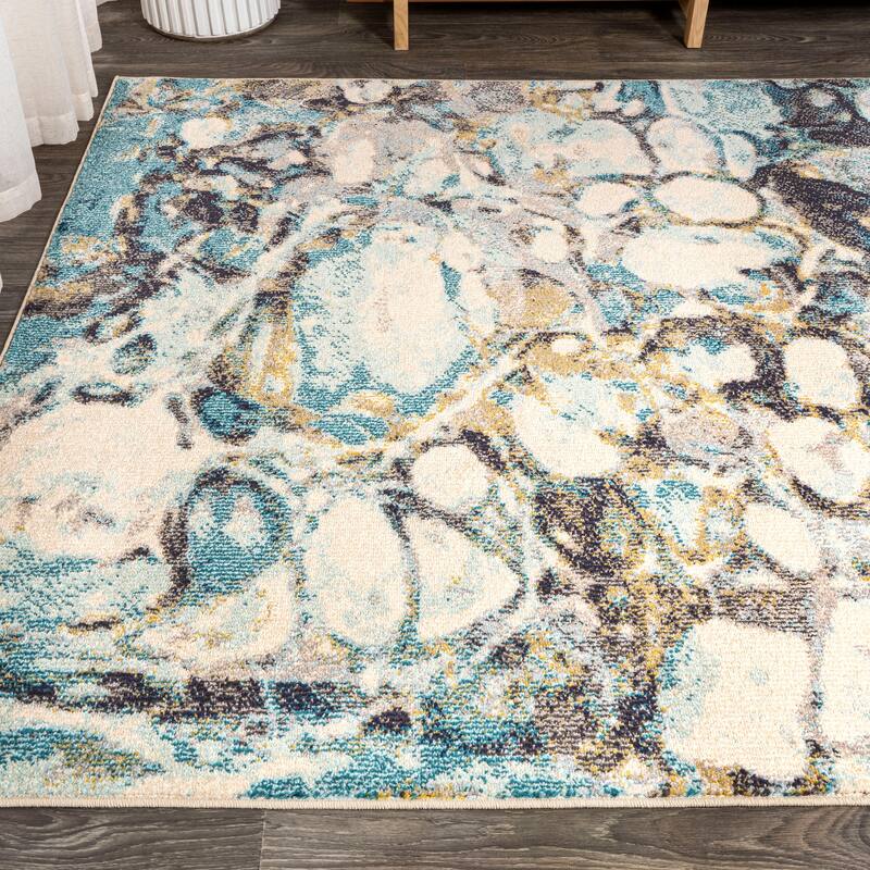 JONATHAN Y Linear Marbled Abstract Area Rug