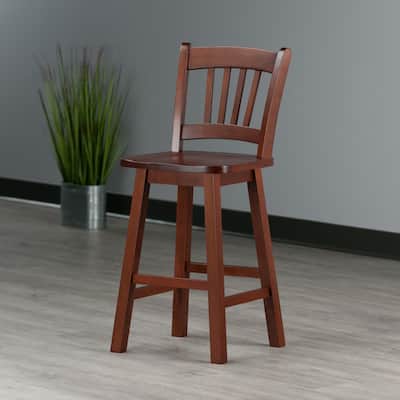Fina Swivel Seat Counter Stool, Walnut - 16.38 x 18.25 x 38.40 inches