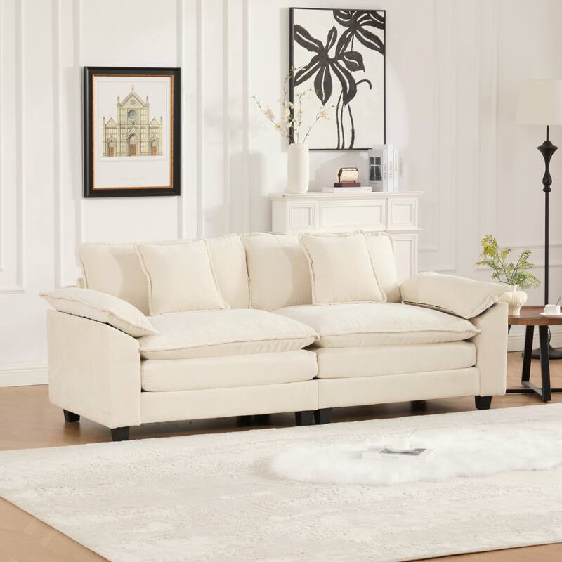 Modern Sectional Couch, for Living Room Bedroom and Apartment, Comfy Double Layer Upholstered Seat Cushion