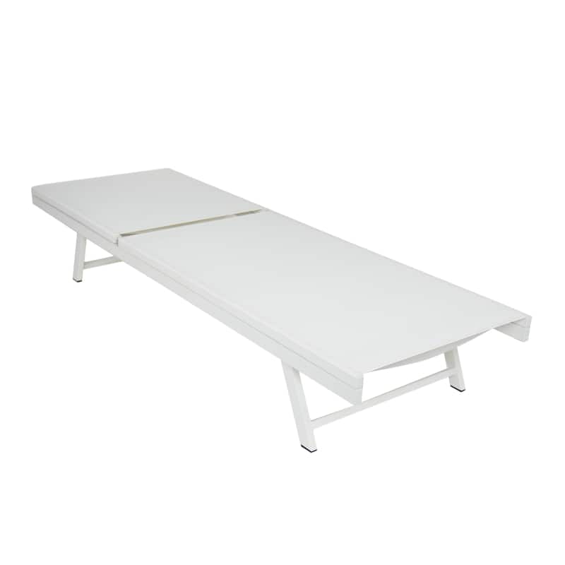 Modern Adjustable White Mesh Chaise Lounge Armless Sun Lounge Chair for Poolside Patio Garden