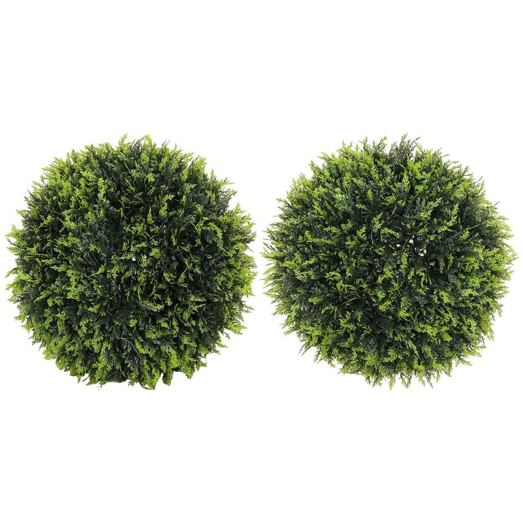 Set of 2 Green Artificial Topiary Balls with UV Protected Leaves for Indoor Outdoor Home Office Garden Decoration 17.7 Inch