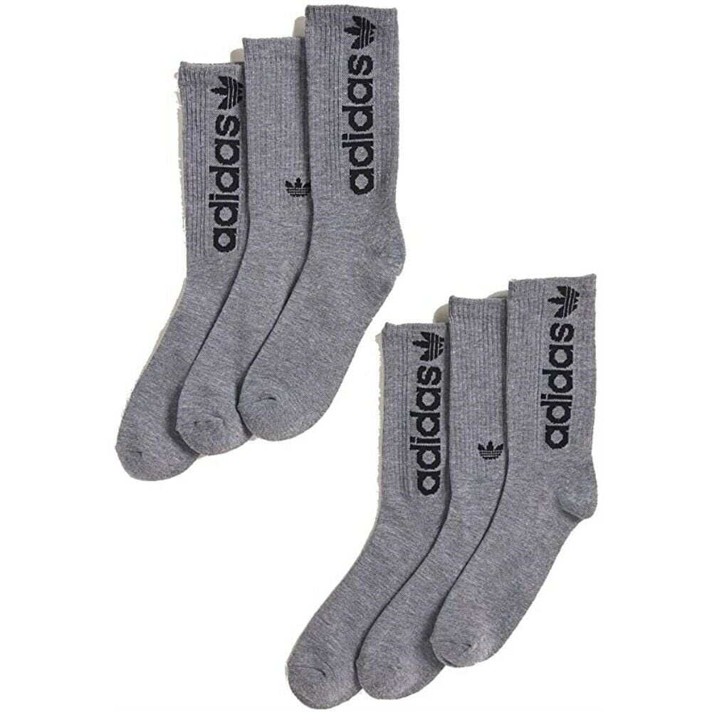 Adidas Men's Athletic Sport Moisture Wicking Cushioned Crew Socks 6 Pack, (Shoe Size 6-12)