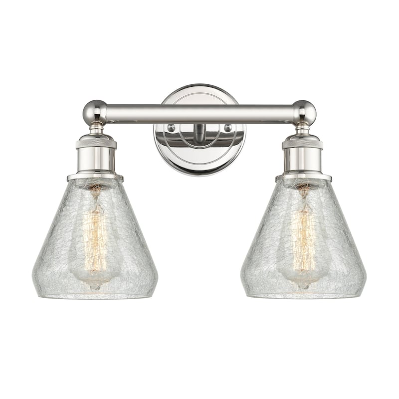 Innovations Lighting 616-2W-13-15 Conesus Vanity Conesus 2 Light 15" - Polished Nickel / Clear Crackle
