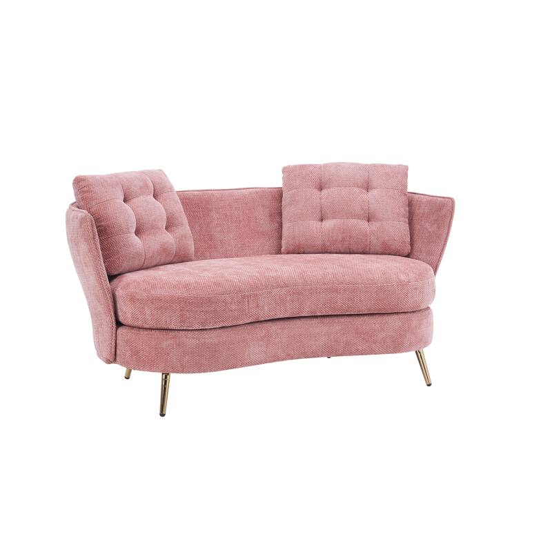 Polyester fiber Loveseat Sofa Chair Upholstered Couch with Golden Metal Legs Club Two-Seat Sofa
