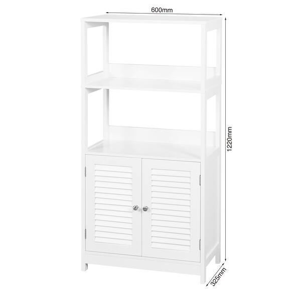 Bathroom Tall Linen Tower with 2 Open Shelves and