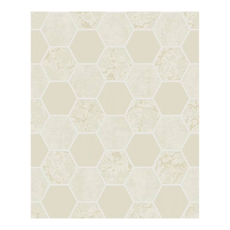 Fine Decor Ceramica Cream Hexagon Tile Wallpaper