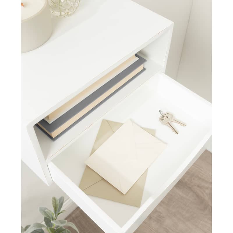 Kate and Laurel Hutton Floating Wall Shelf with Drawer - 12.5x10x7