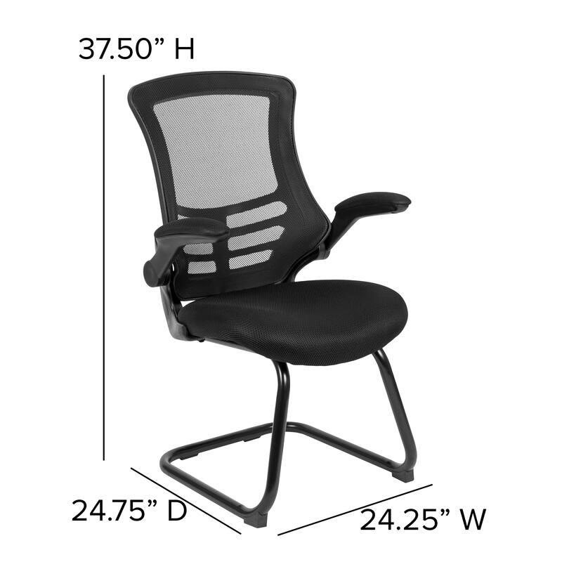 Mesh Sled Base Side Reception Chair with Flip-Up Arms
