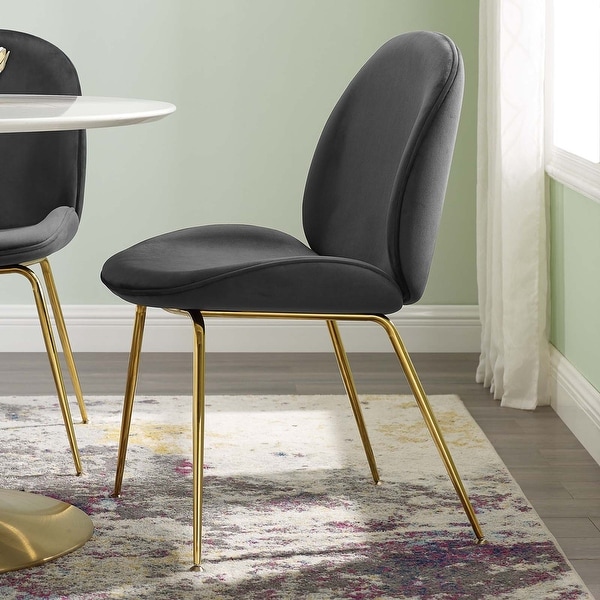 Scoop Gold Stainless Steel Leg Performance Velvet Dining Chair N