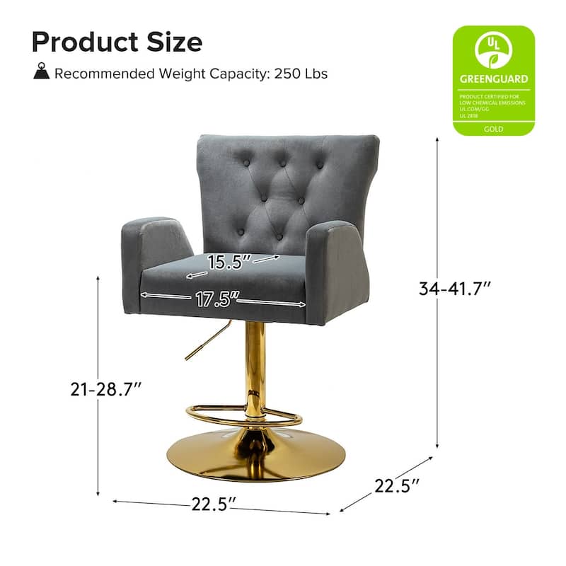 Loreto Modern Tufted Velvet Swivel chair with Adjustable Height Set of 2 by HULALA HOME