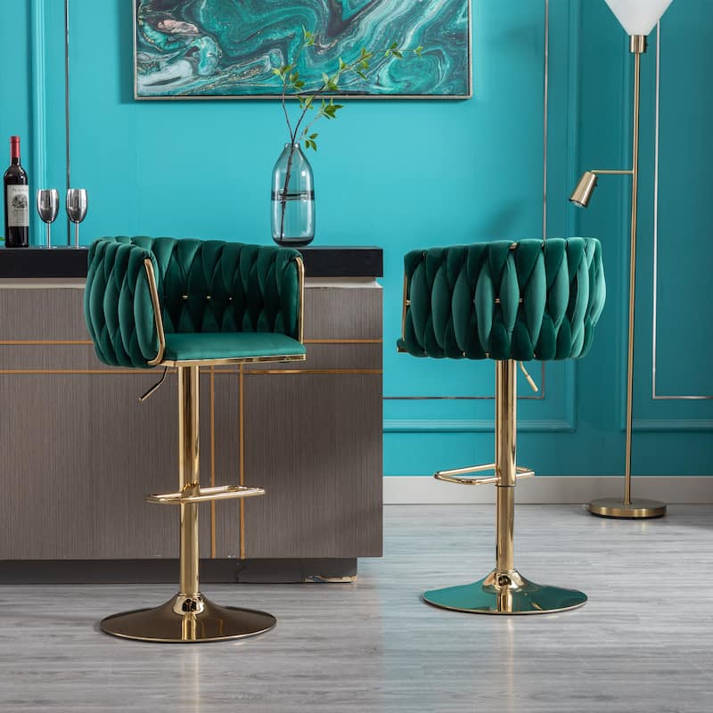 Counter Height Bar Stools Set of 2, Swivel Armless Chairs with Height Adjustable, Kitchen Island Chairs with Chrome Footrest