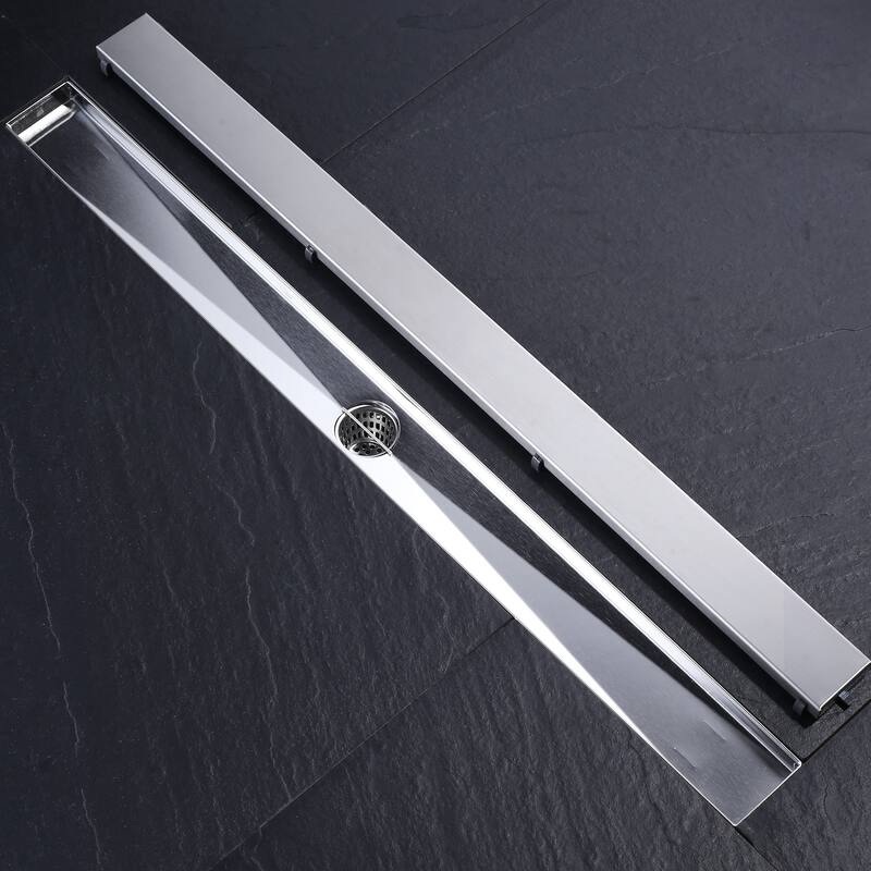 WOWOW Modern Stainless Steel Drain Trough with Removable Cover Plate