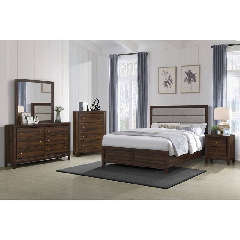 Welsley Bedroom Set Walnut - Eastern King - 5 Piece