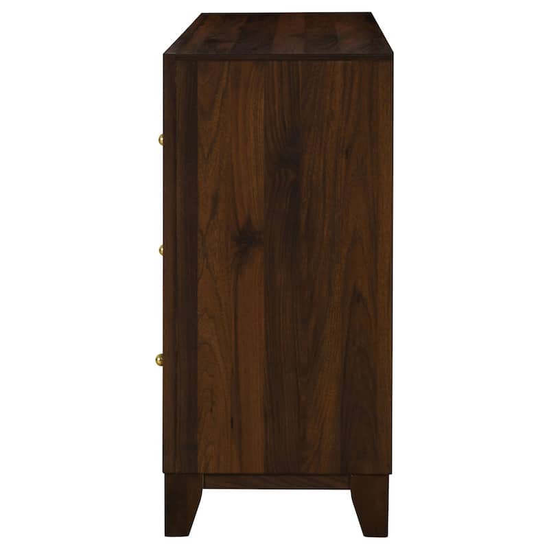 6-Drawer Walnut Dresser Cabinet with Smooth Glide Drawers, Sleek Modern Style, and Spacious Bedroom Storage
