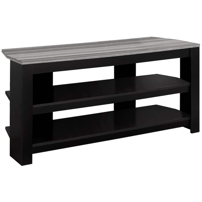 Modern 42 Inch Wooden Two Open Shelving TV Stand Ideal Use as Sideboard or Console Table Suitable for Any Room - Black-Grey