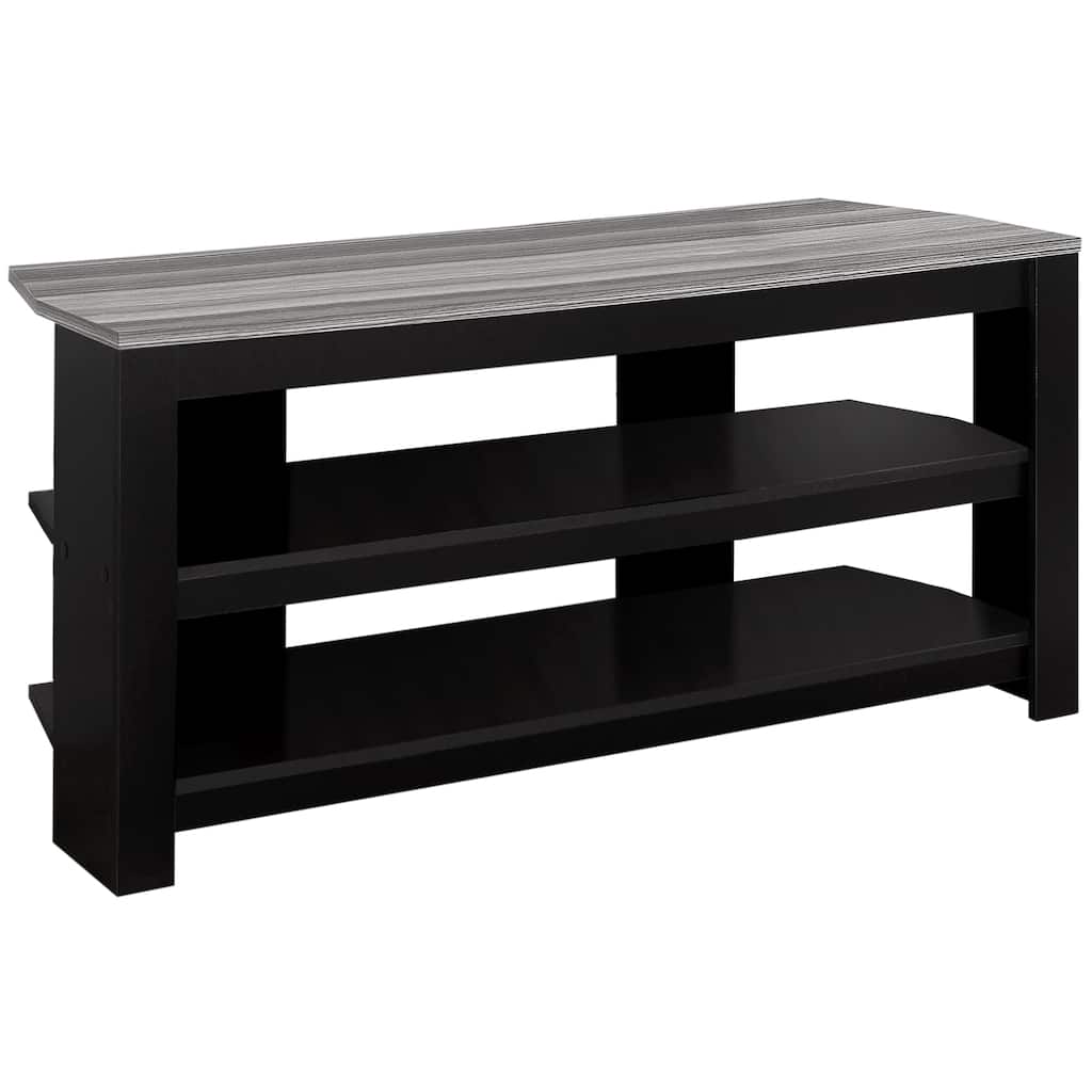 HomeRoots 42" Black and Gray Open Shelving TV Stand