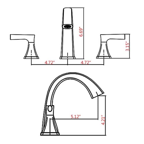 dimension image slide 1 of 2, Vanityfair 8" Widespread Double Handles Bathroom Sink Faucet with Drain Assembly