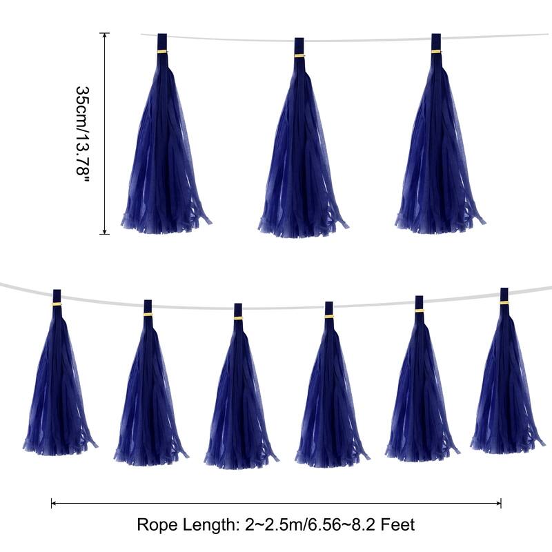 25Pcs Tassel Garland Banner with Rope - Dark Blue