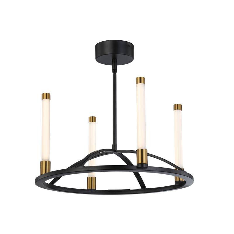 Infiniti Collection 4-Light Integrated LED Chandelier, Matte Black & Brass