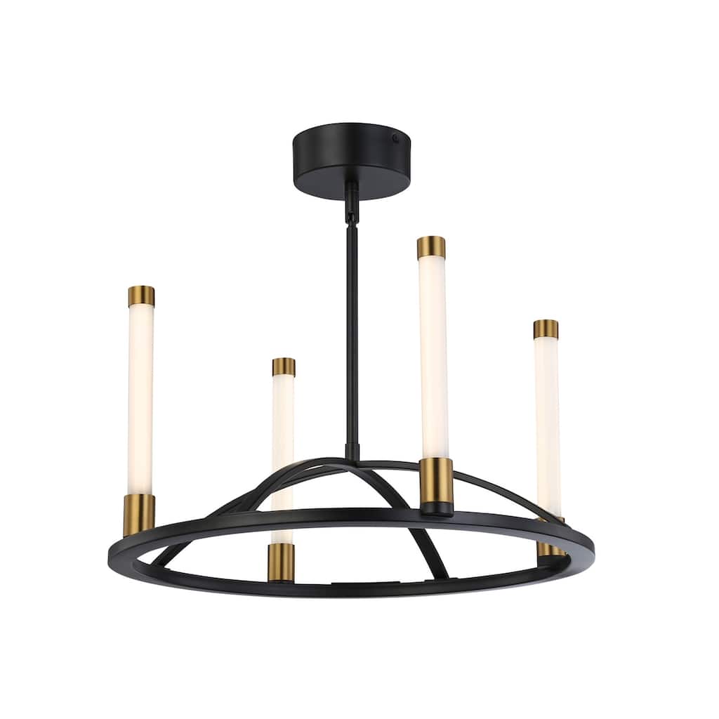 Infiniti Collection 4-Light Integrated LED Chandelier, Matte Black & Brass